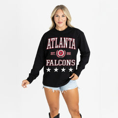 Atlanta Falcons Gameday Couture Women's Oversized Everyday Star Long Sleeve T-Shirt - Black outlet