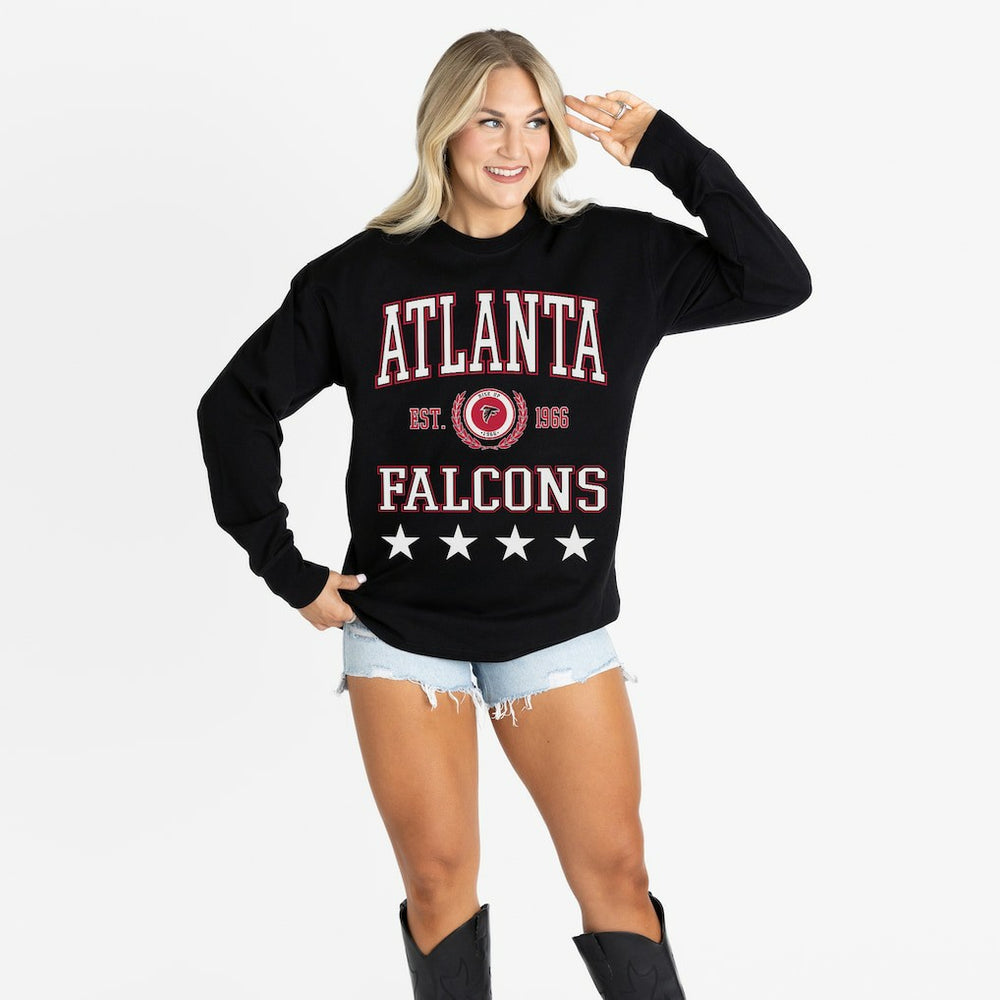 Atlanta Falcons Gameday Couture Women's Oversized Everyday Star Long Sleeve T-Shirt - Black outlet