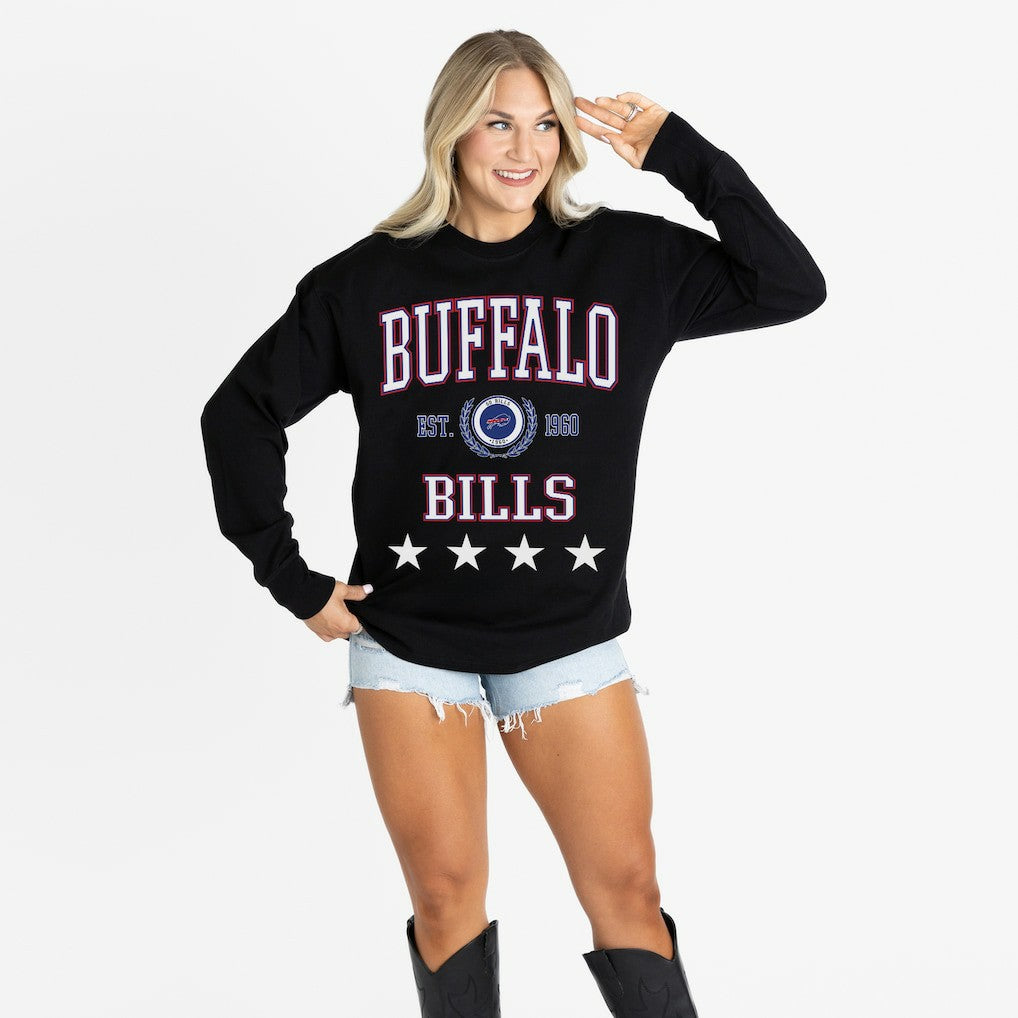 Buffalo Bills Gameday Couture Women's Oversized Everyday Star Long Sleeve T-Shirt - Black outlet