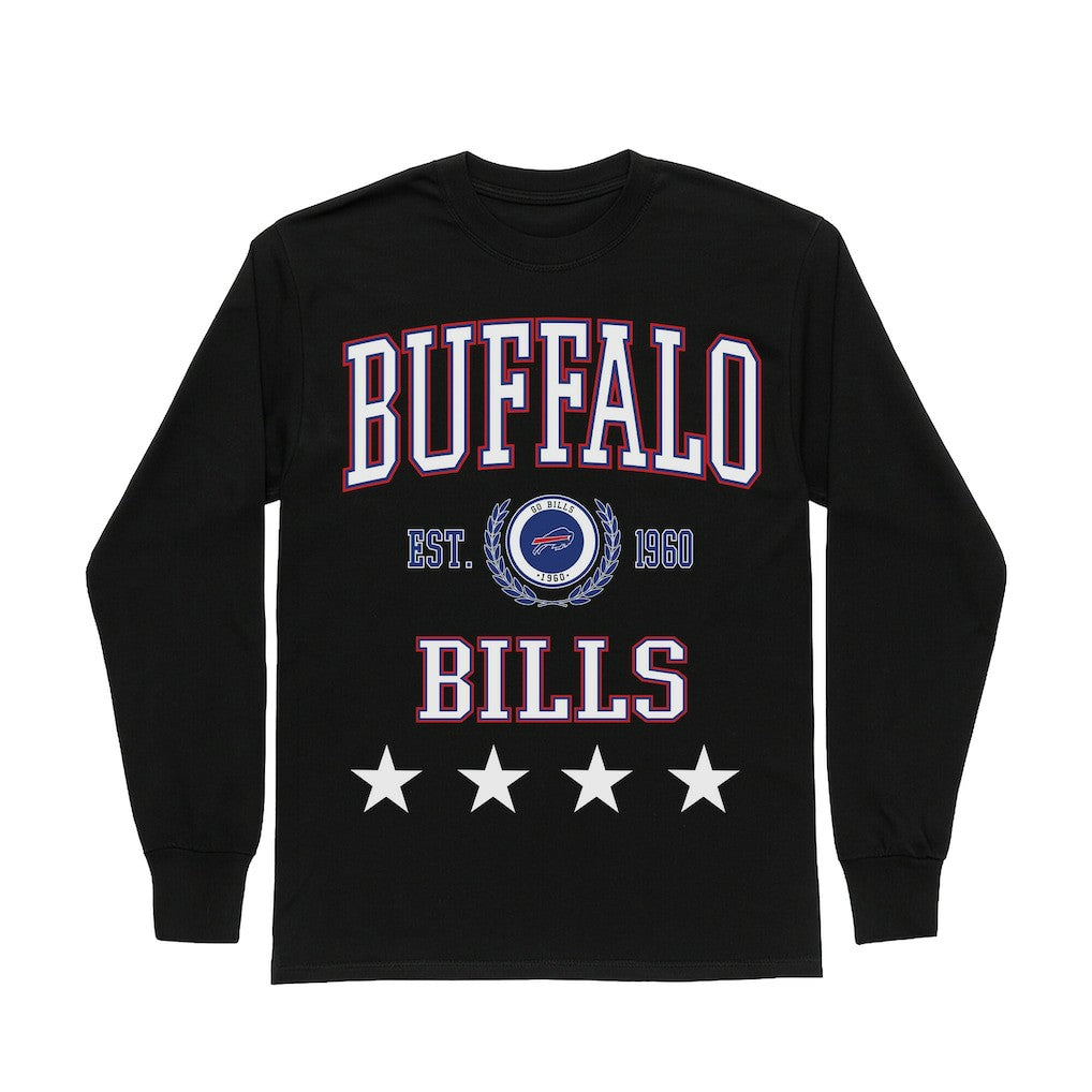 Buffalo Bills Gameday Couture Women's Oversized Everyday Star Long Sleeve T-Shirt - Black outlet