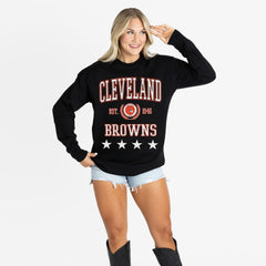 Cleveland Browns Gameday Couture Women's Oversized Everyday Star Long Sleeve T-Shirt - Black cheap