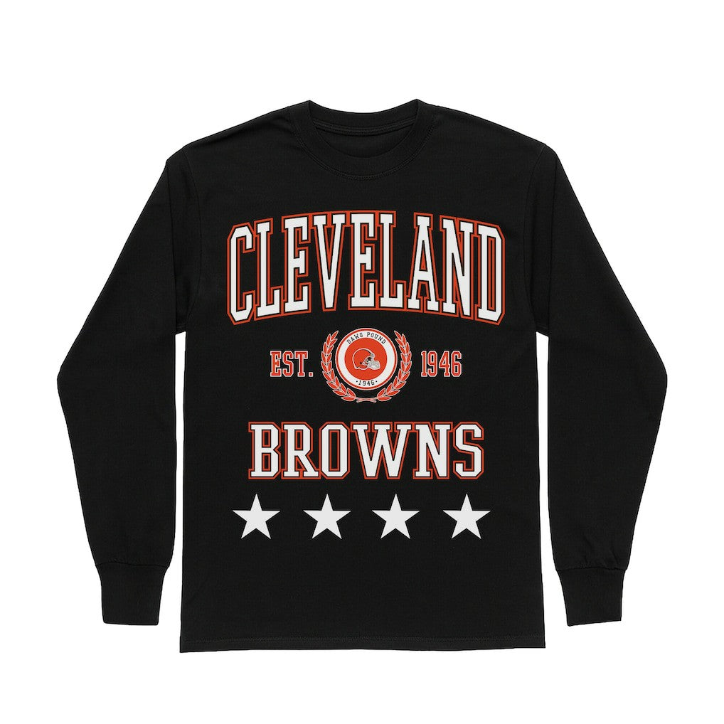Cleveland Browns Gameday Couture Women's Oversized Everyday Star Long Sleeve T-Shirt - Black cheap