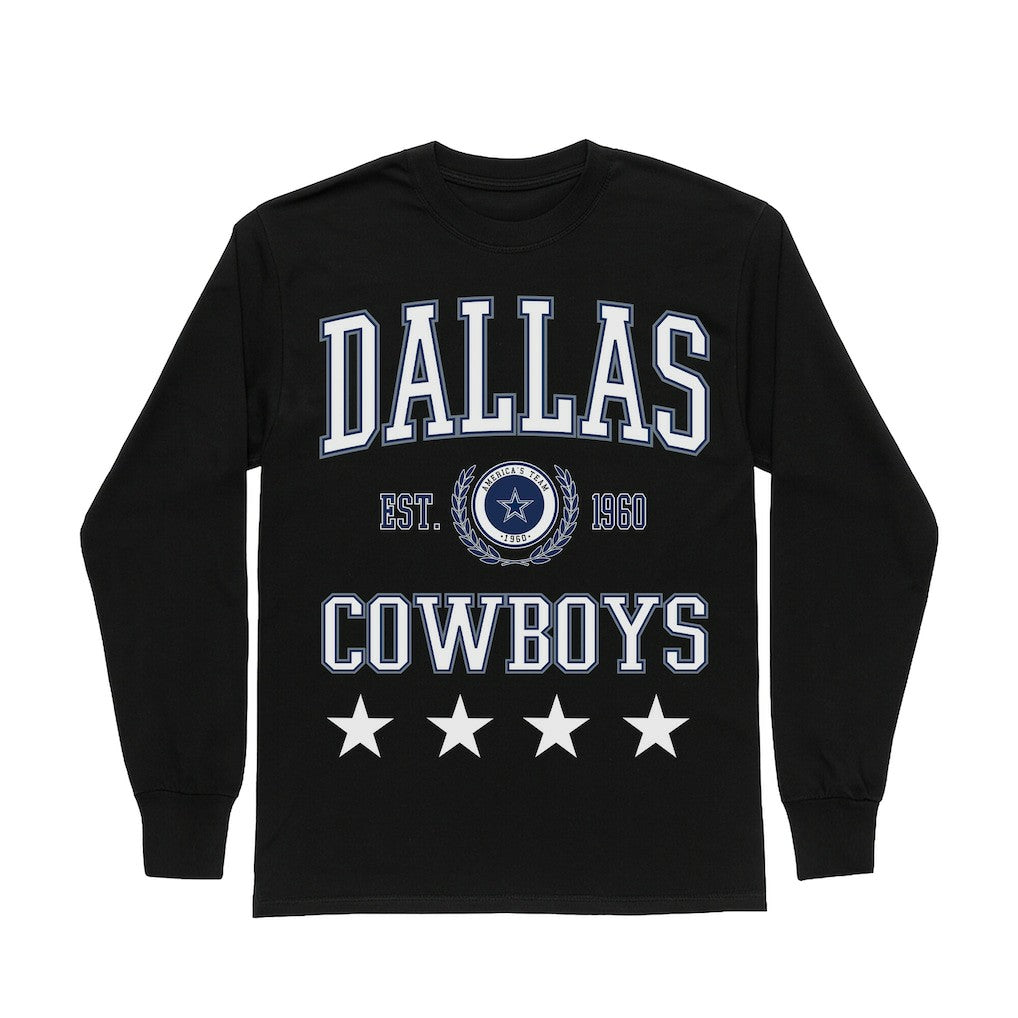 Dallas Cowboys Gameday Couture Women's Oversized Everyday Star Long Sleeve T-Shirt - Black on sale