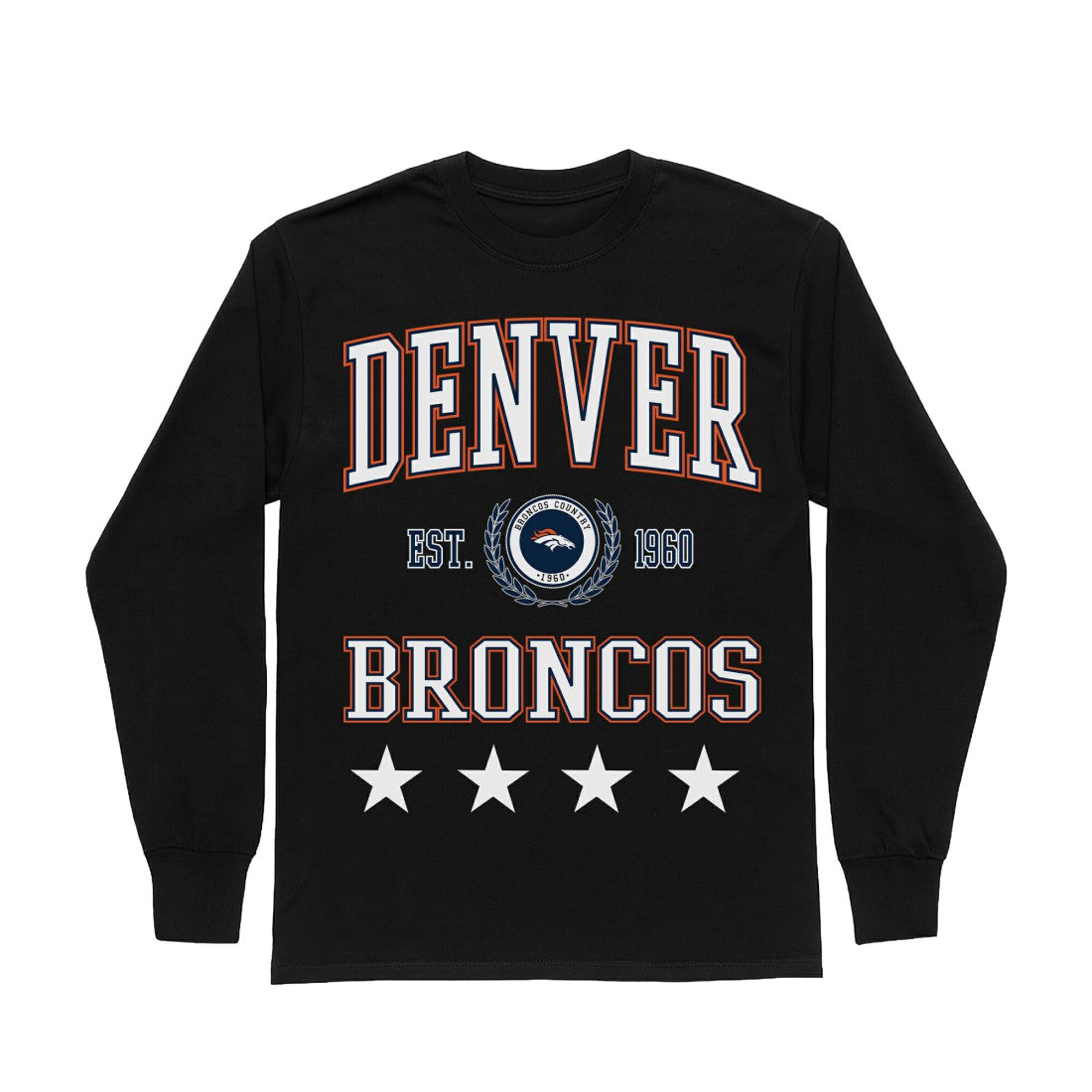 Denver Broncos Gameday Couture Women's Oversized Everyday Star Long Sleeve T-Shirt - Black on sale