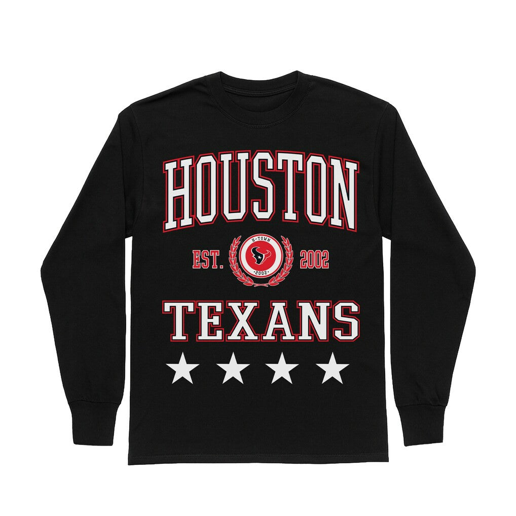 Houston Texans Gameday Couture Women's Oversized Everyday Star Long Sleeve T-Shirt - Black outlet