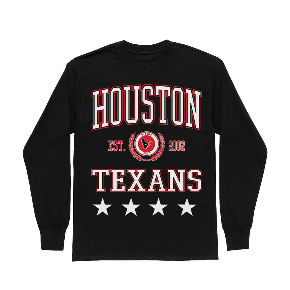 Houston Texans Gameday Couture Women's Oversized Everyday Star Long Sleeve T-Shirt - Black outlet