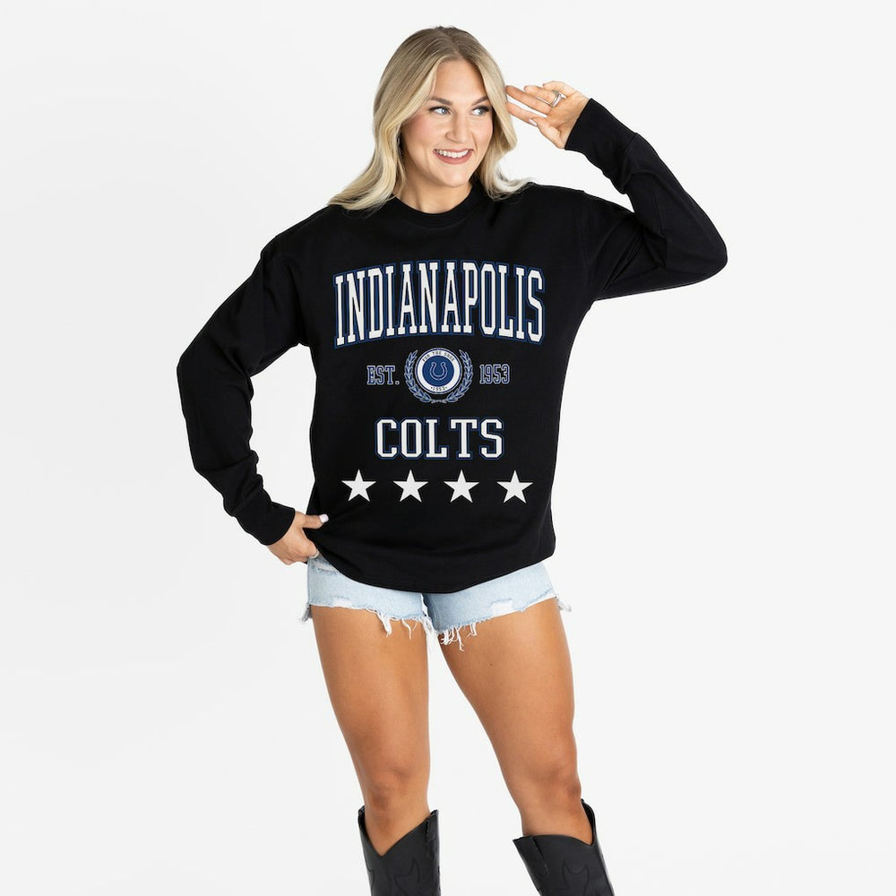 Indianapolis Colts Gameday Couture Women's Oversized Everyday Star Long Sleeve T-Shirt - Black discount