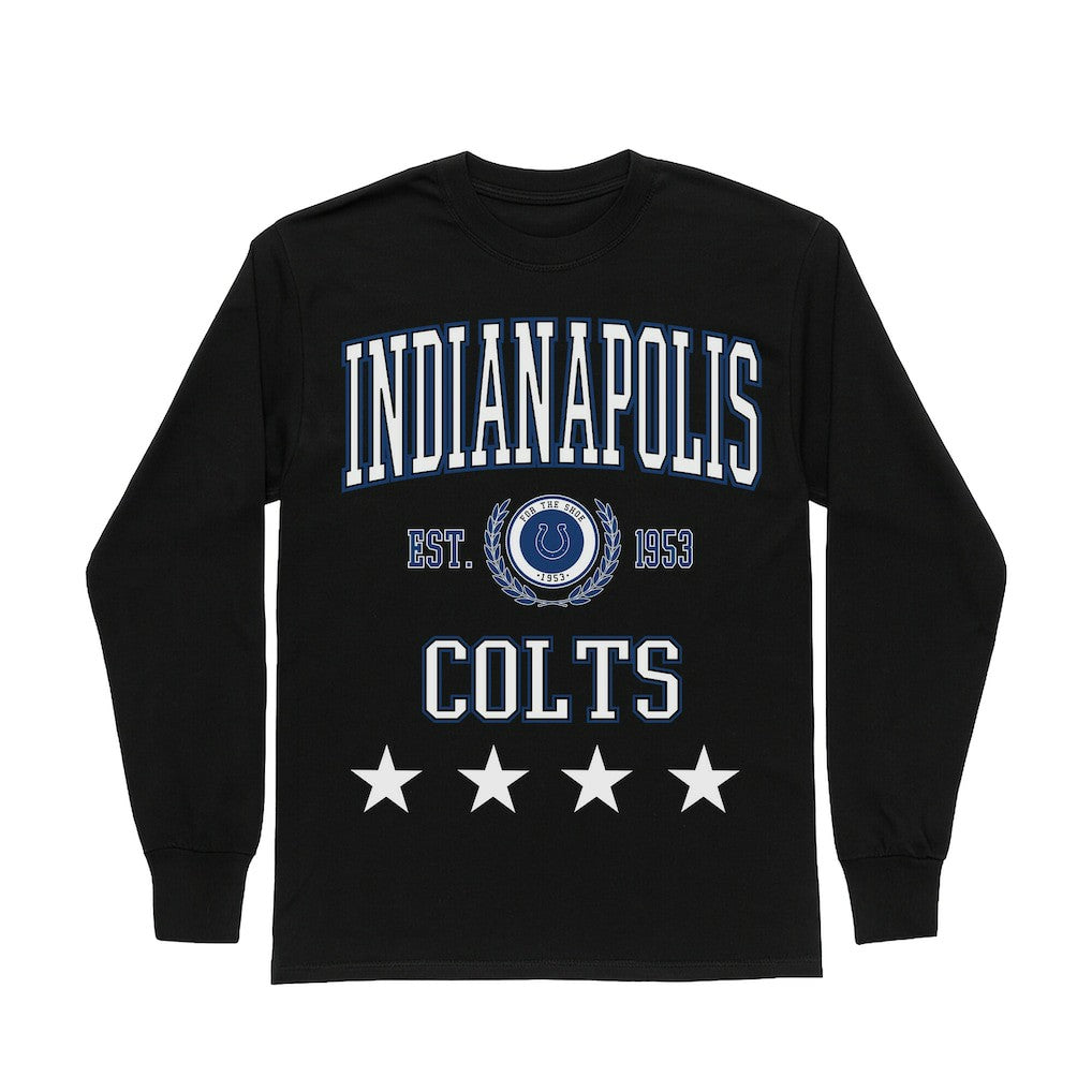 Indianapolis Colts Gameday Couture Women's Oversized Everyday Star Long Sleeve T-Shirt - Black discount