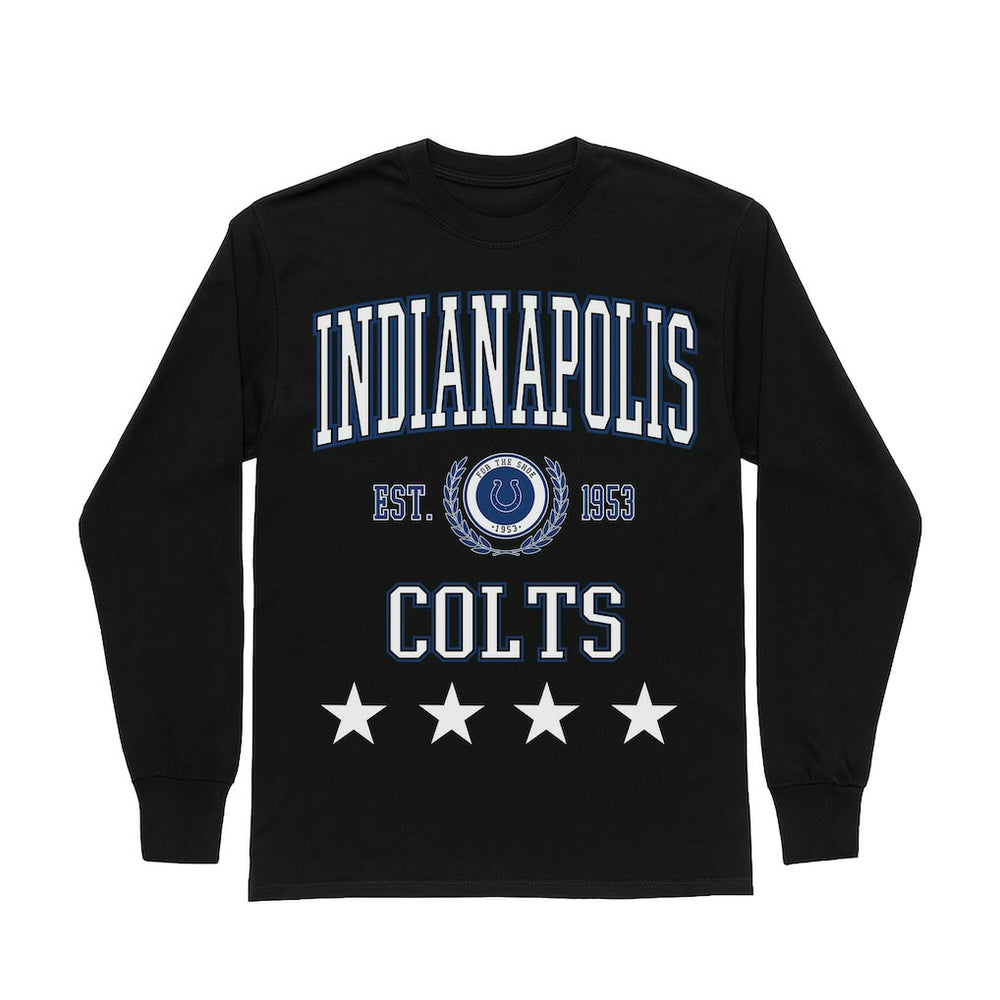 Indianapolis Colts Gameday Couture Women's Oversized Everyday Star Long Sleeve T-Shirt - Black discount