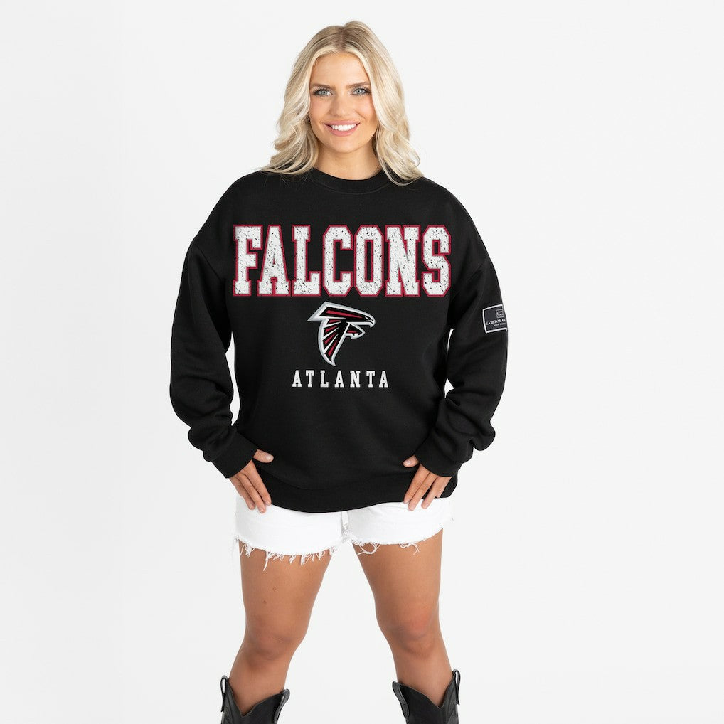 Atlanta Falcons Gameday Couture Women's Oversized Level Up Black Label Premium Fleece Sweatshirt - Black sale