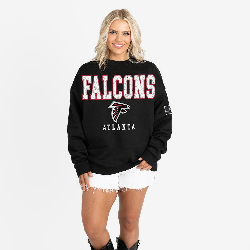 Atlanta Falcons Gameday Couture Women's Oversized Level Up Black Label Premium Fleece Sweatshirt - Black sale