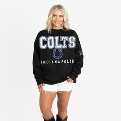 Indianapolis Colts Gameday Couture Women's Oversized Level Up Black Label Premium Fleece Sweatshirt - Black sale
