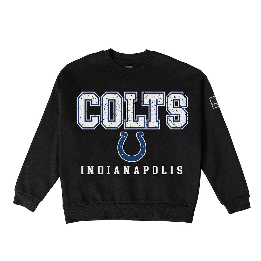 Indianapolis Colts Gameday Couture Women's Oversized Level Up Black Label Premium Fleece Sweatshirt - Black sale