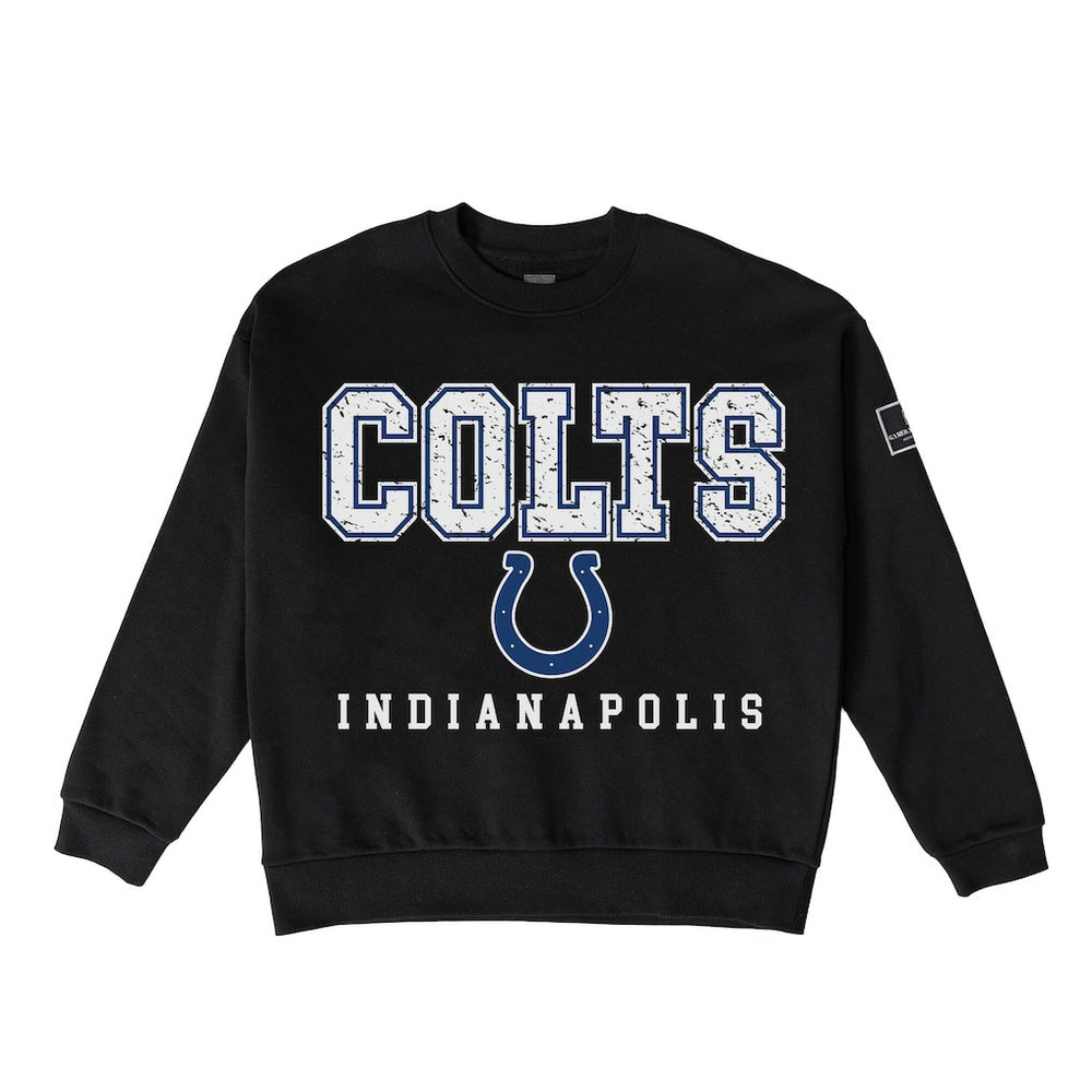 Indianapolis Colts Gameday Couture Women's Oversized Level Up Black Label Premium Fleece Sweatshirt - Black sale