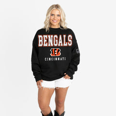 Cincinnati Bengals Gameday Couture Women's Oversized Level Up Black Label Premium Fleece Sweatshirt - Black cheap