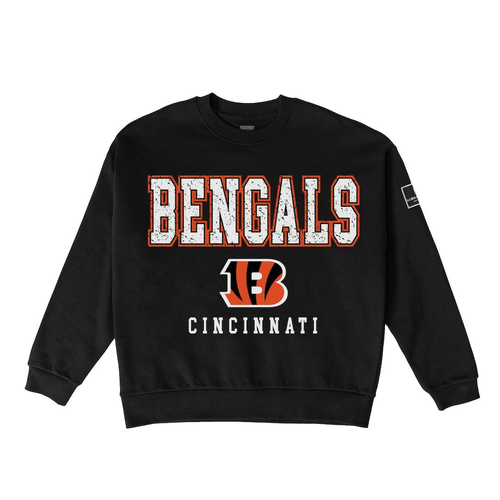 Cincinnati Bengals Gameday Couture Women's Oversized Level Up Black Label Premium Fleece Sweatshirt - Black cheap