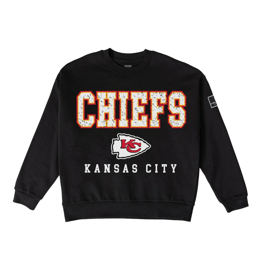 Kansas City Chiefs Gameday Couture Women's Oversized Level Up Black Label Premium Fleece Sweatshirt - Black sale
