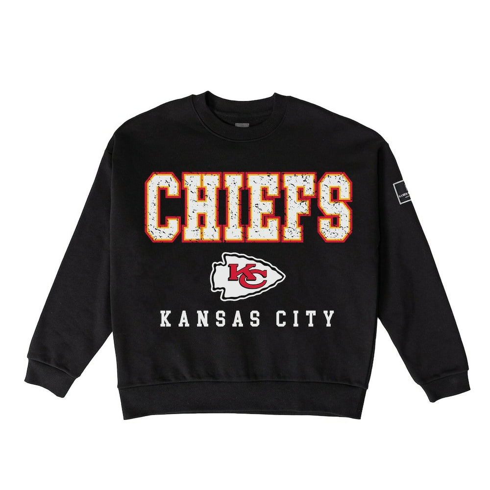Kansas City Chiefs Gameday Couture Women's Oversized Level Up Black Label Premium Fleece Sweatshirt - Black sale
