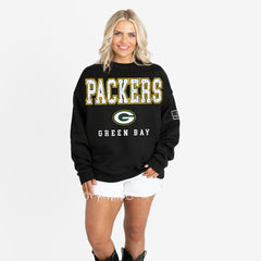 Green Bay Packers Gameday Couture Women's Oversized Level Up Black Label Premium Fleece Sweatshirt - Black online