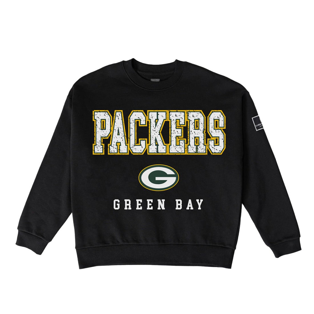 Green Bay Packers Gameday Couture Women's Oversized Level Up Black Label Premium Fleece Sweatshirt - Black online