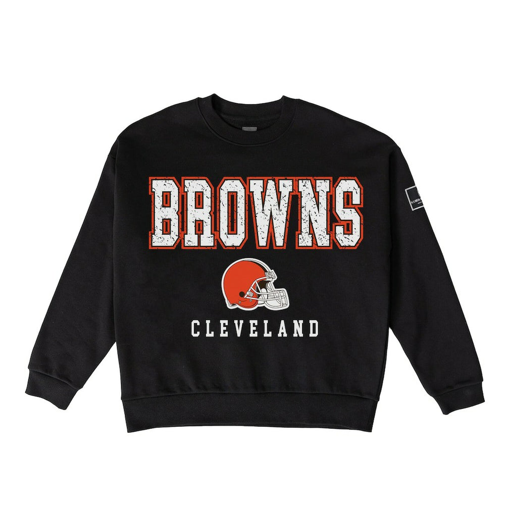 Cleveland Browns Gameday Couture Women's Oversized Level Up Black Label Premium Fleece Sweatshirt - Black discount