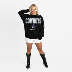Dallas Cowboys Gameday Couture Women's Oversized Level Up Black Label Premium Fleece Sweatshirt - Black sale