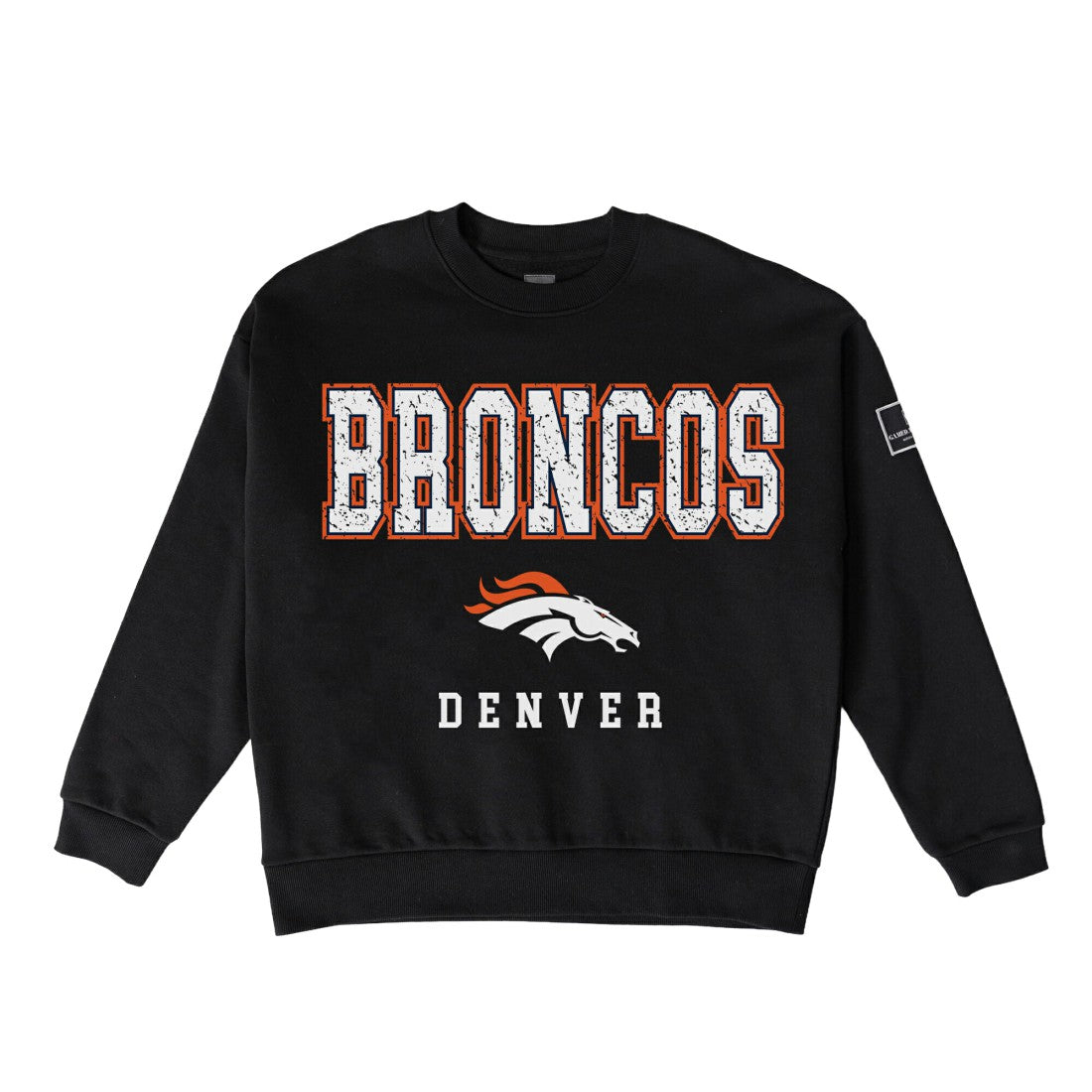 Denver Broncos Gameday Couture Women's Oversized Level Up Black Label Premium Fleece Sweatshirt - Black cheap