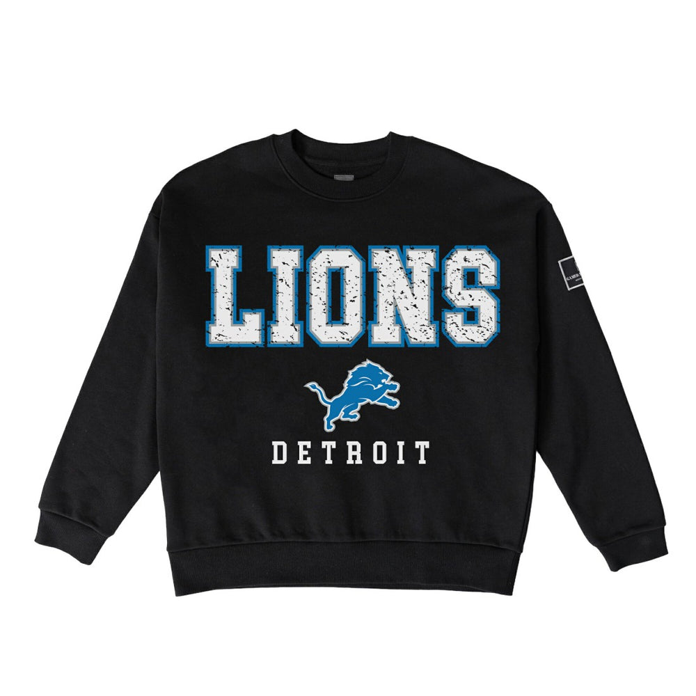 Detroit Lions Gameday Couture Women's Oversized Level Up Black Label Premium Fleece Sweatshirt - Black on sale