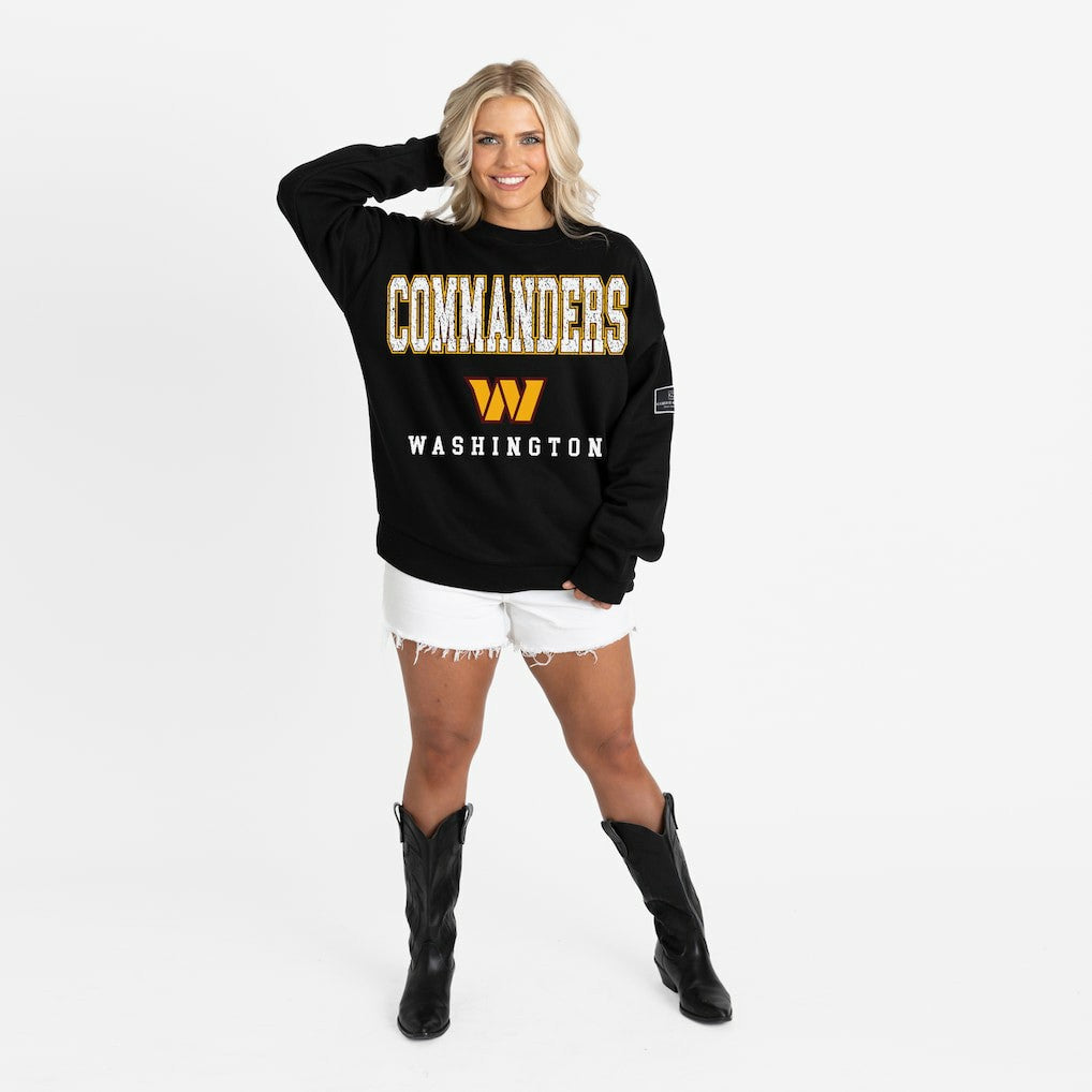Washington Commanders Gameday Couture Women's Oversized Level Up Black Label Premium Fleece Sweatshirt - Black sale