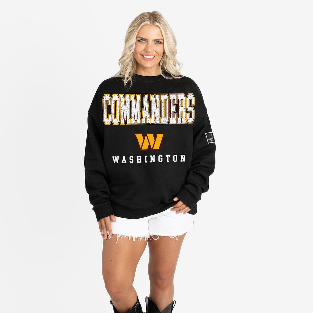 Washington Commanders Gameday Couture Women's Oversized Level Up Black Label Premium Fleece Sweatshirt - Black sale