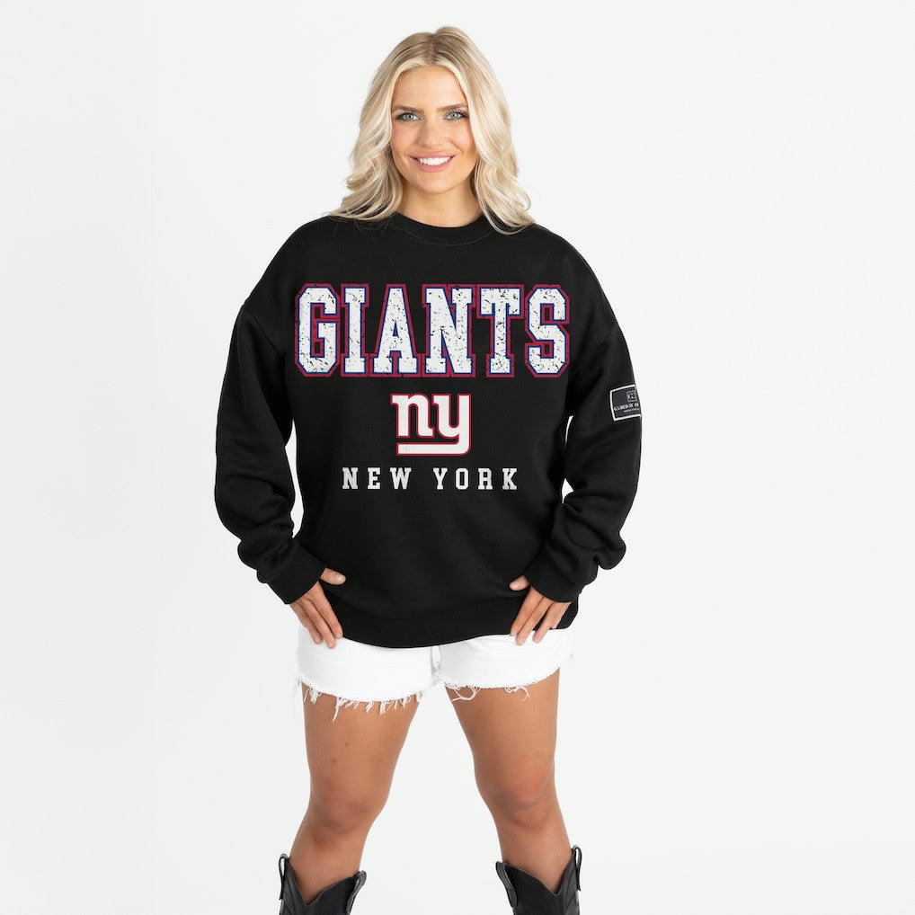 New York Giants Gameday Couture Women's Oversized Level Up Black Label Premium Fleece Sweatshirt - Black online