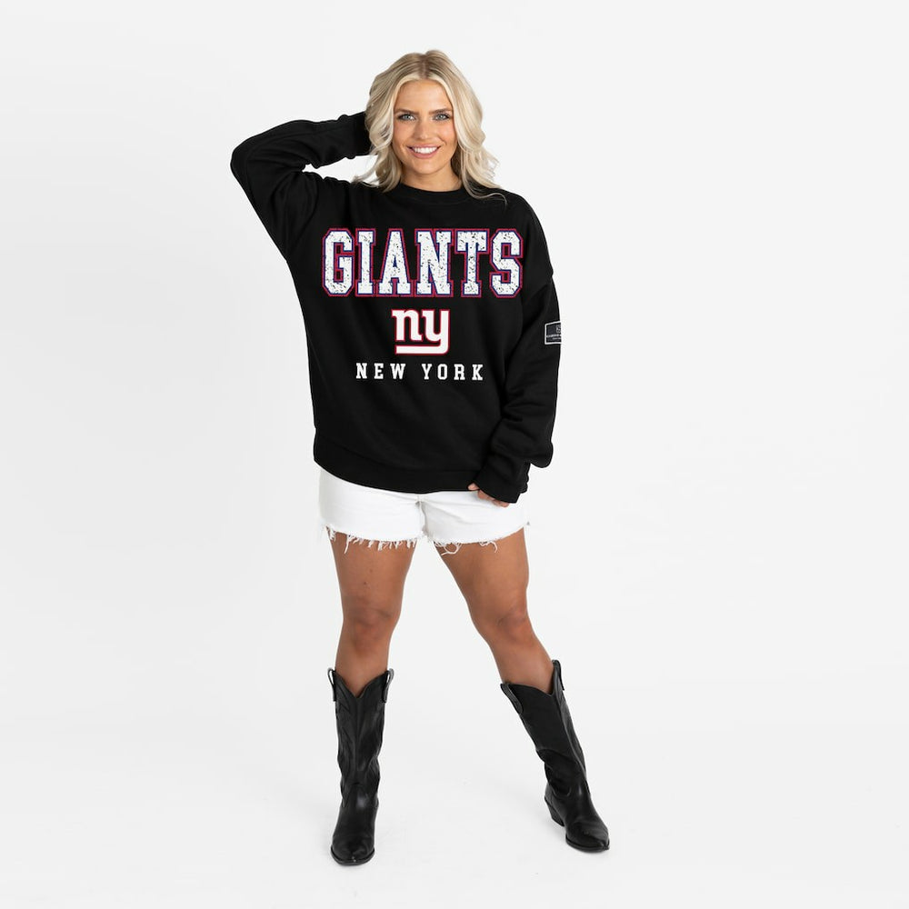 New York Giants Gameday Couture Women's Oversized Level Up Black Label Premium Fleece Sweatshirt - Black online