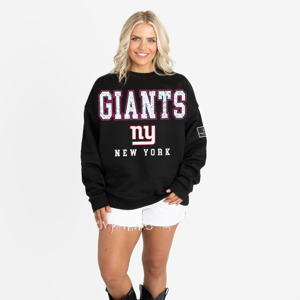 New York Giants Gameday Couture Women's Oversized Level Up Black Label Premium Fleece Sweatshirt - Black online