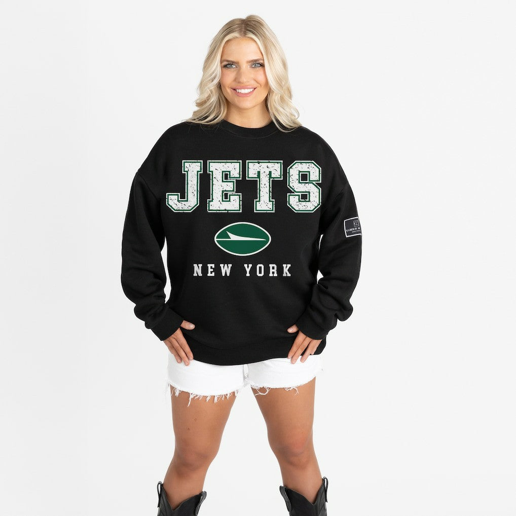 New York Jets Gameday Couture Women's Oversized Level Up Black Label Premium Fleece Sweatshirt - Black outlet