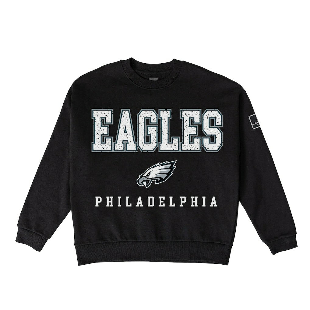 Philadelphia Eagles Gameday Couture Women's Oversized Level Up Black Label Premium Fleece Sweatshirt - Black discount