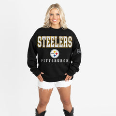 Pittsburgh Steelers Gameday Couture Women's Oversized Level Up Black Label Premium Fleece Sweatshirt - Black outlet