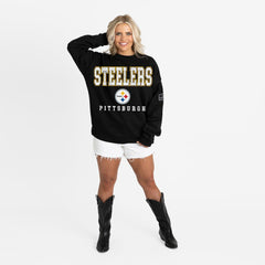 Pittsburgh Steelers Gameday Couture Women's Oversized Level Up Black Label Premium Fleece Sweatshirt - Black outlet