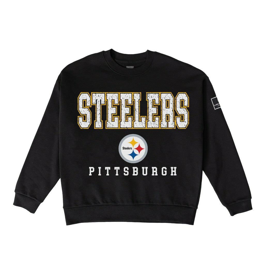 Pittsburgh Steelers Gameday Couture Women's Oversized Level Up Black Label Premium Fleece Sweatshirt - Black outlet