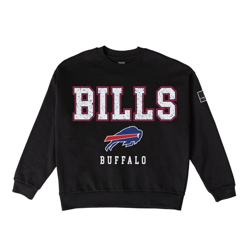 Buffalo Bills Gameday Couture Women's Oversized Level Up Black Label Premium Fleece Sweatshirt - Black for sale