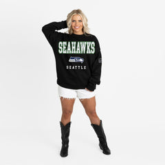 Seattle Seahawks Gameday Couture Women's Oversized Level Up Black Label Premium Fleece Sweatshirt - Black outlet