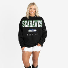 Seattle Seahawks Gameday Couture Women's Oversized Level Up Black Label Premium Fleece Sweatshirt - Black outlet