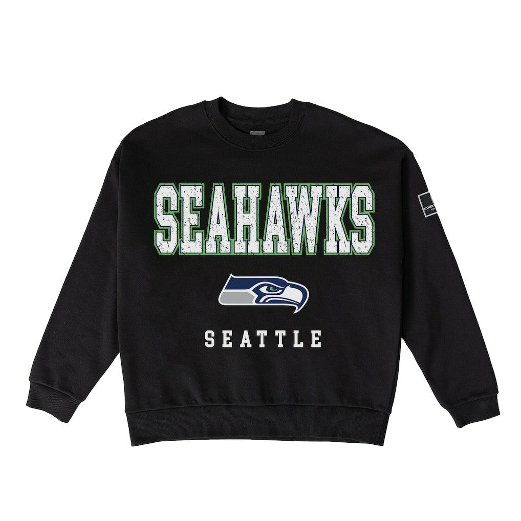 Seattle Seahawks Gameday Couture Women's Oversized Level Up Black Label Premium Fleece Sweatshirt - Black outlet