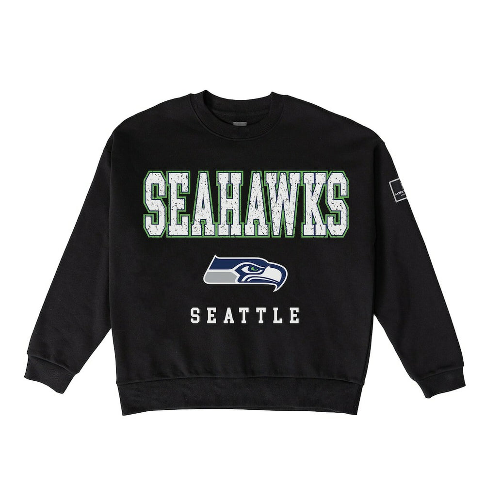 Seattle Seahawks Gameday Couture Women's Oversized Level Up Black Label Premium Fleece Sweatshirt - Black outlet