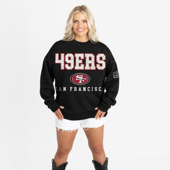 San Francisco 49ers Gameday Couture Women's Oversized Level Up Black Label Premium Fleece Sweatshirt - Black on sale