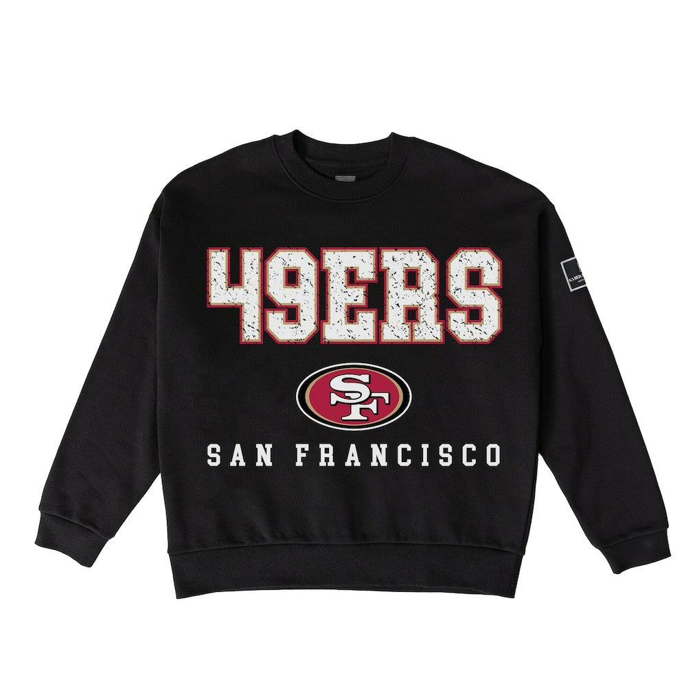 San Francisco 49ers Gameday Couture Women's Oversized Level Up Black Label Premium Fleece Sweatshirt - Black on sale
