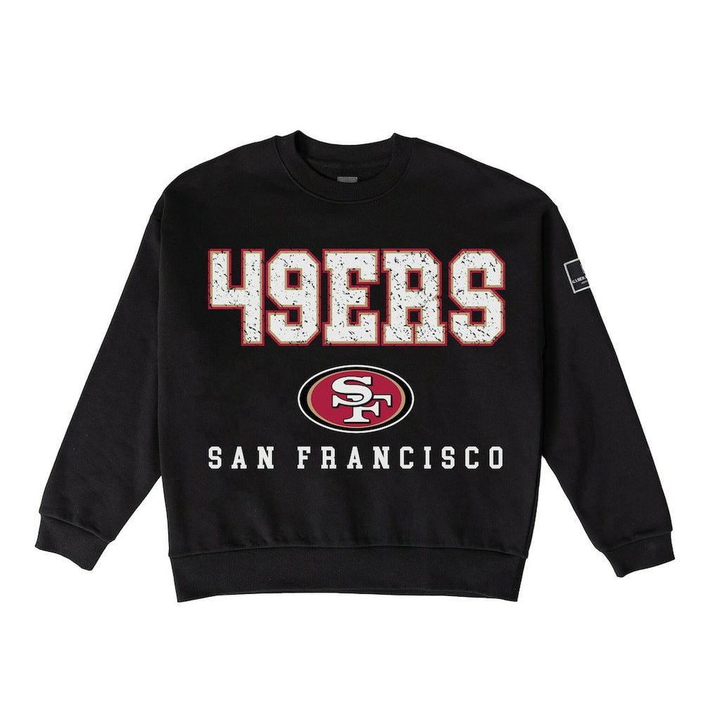 San Francisco 49ers Gameday Couture Women's Oversized Level Up Black Label Premium Fleece Sweatshirt - Black on sale