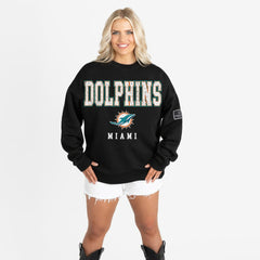 Miami Dolphins Gameday Couture Women's Oversized Level Up Black Label Premium Fleece Sweatshirt - Black outlet
