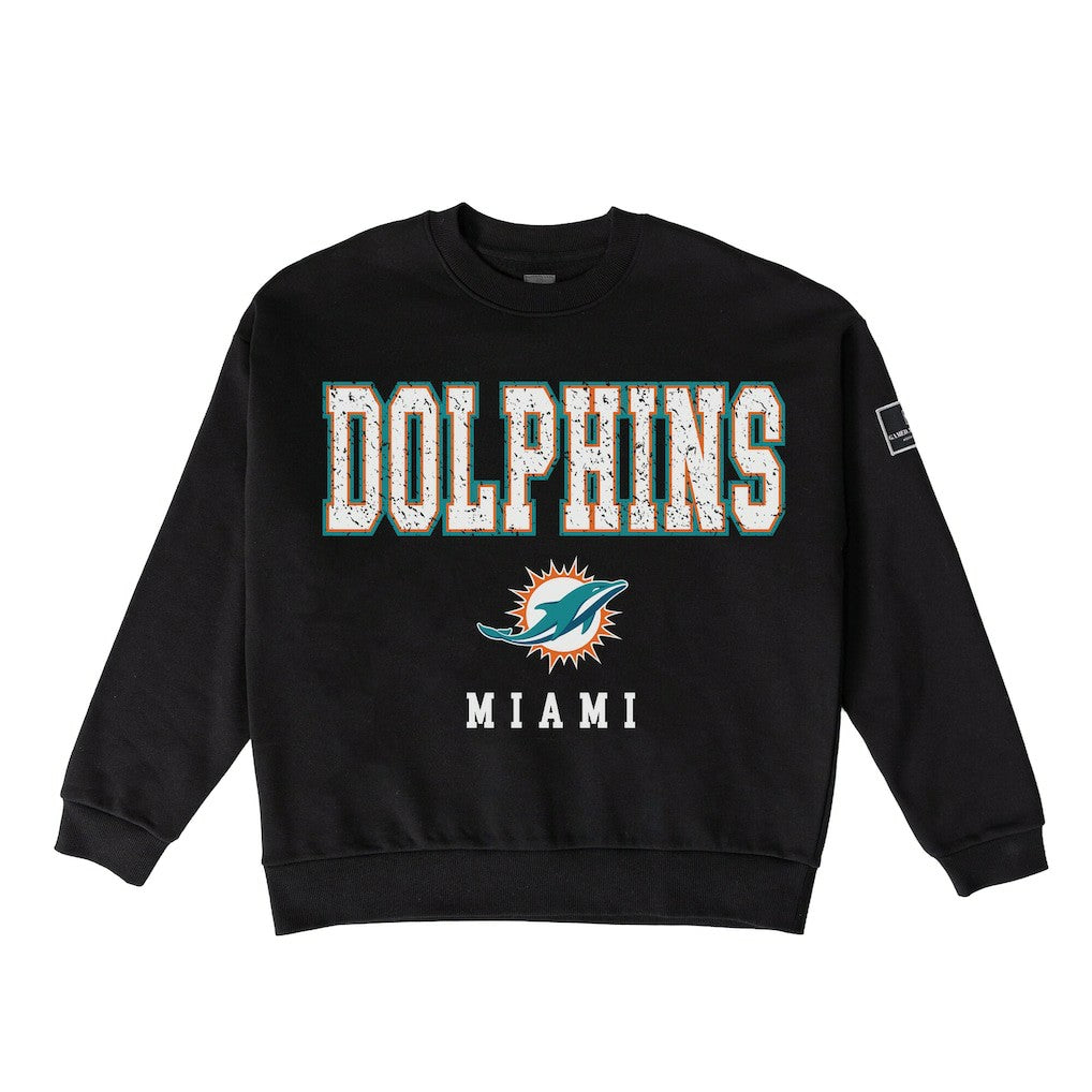 Miami Dolphins Gameday Couture Women's Oversized Level Up Black Label Premium Fleece Sweatshirt - Black outlet