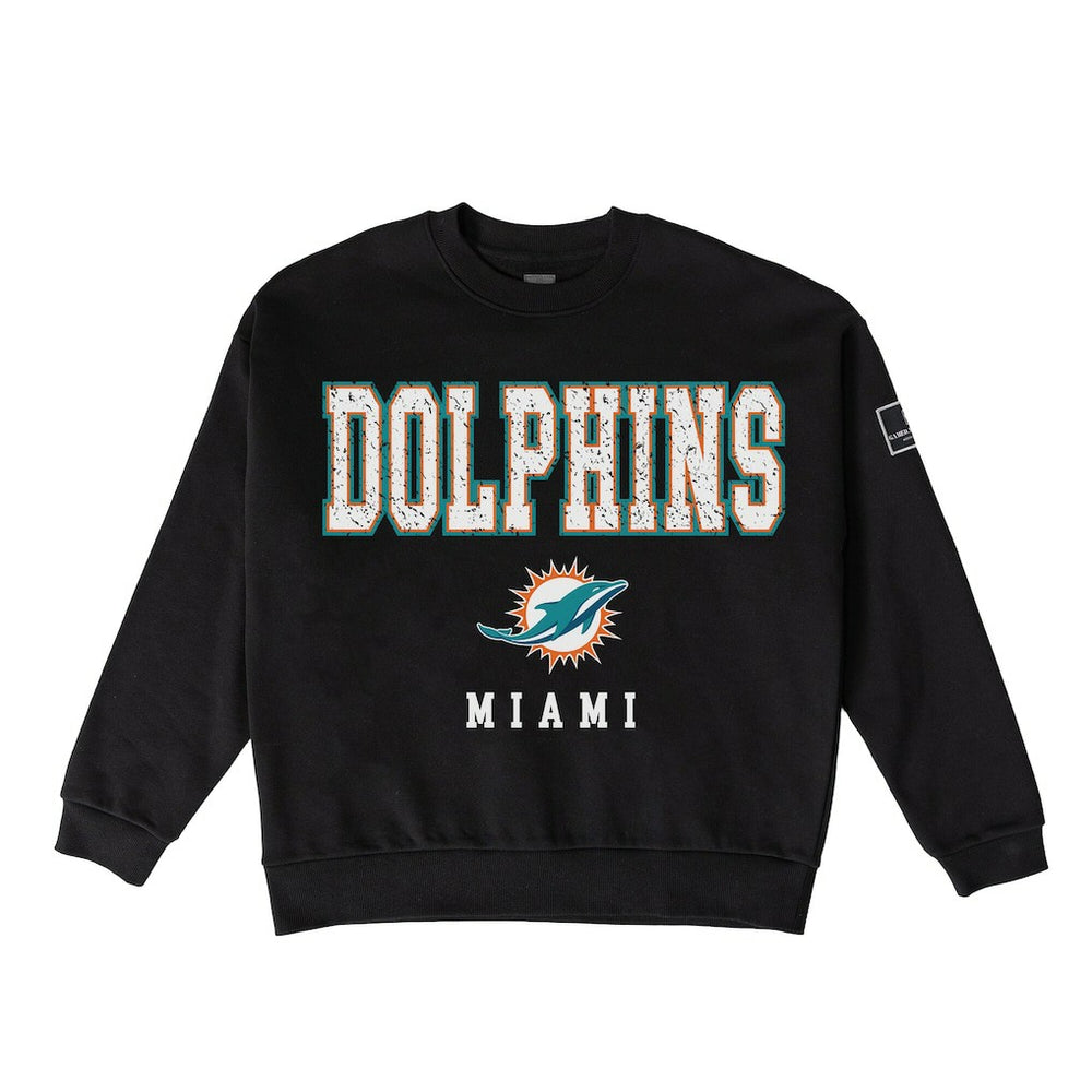 Miami Dolphins Gameday Couture Women's Oversized Level Up Black Label Premium Fleece Sweatshirt - Black outlet