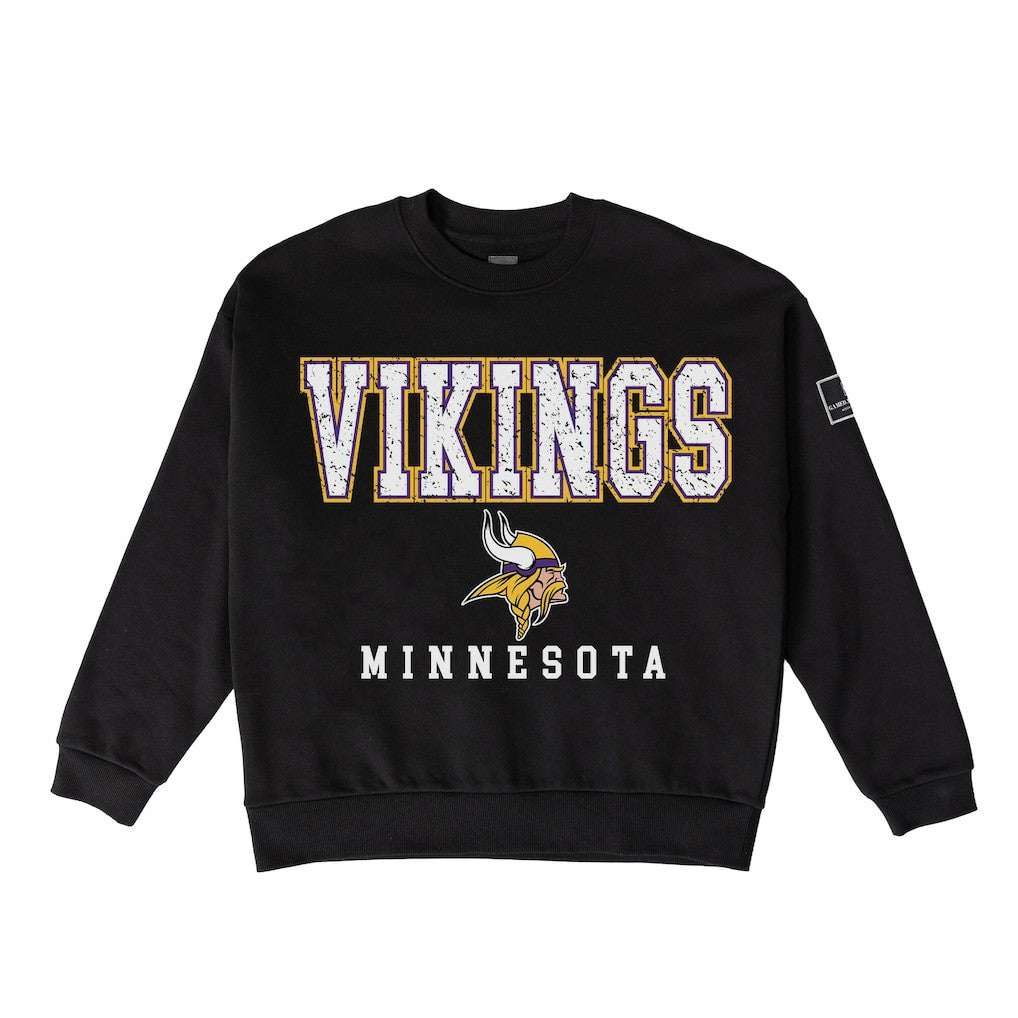 Minnesota Vikings Gameday Couture Women's Oversized Level Up Black Label Premium Fleece Sweatshirt - Black on sale